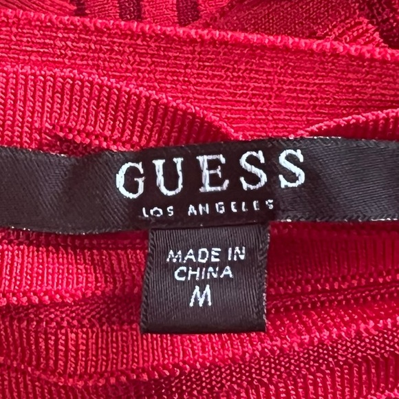 Guess Red Bodycon Midi Dress Mock Neck Sleeveless M - Picture 3 of 15
